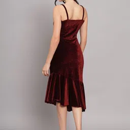 VAARARO Ruffled Velvet Bodycon Midi Dress image 4