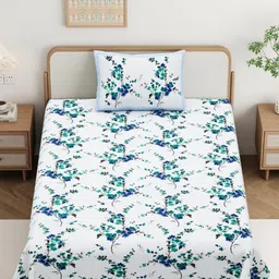 Jaipur Weaves Blue & White Printed Pure Cotton 180 TC Single Bedsheet Set 2.28 m x 1.52 m-picture-18