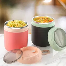 diyaansh Stainless Steel Solid 1pc Soup Container with 1 Spoon and Spoon Holder 1 Containers Lunch Box image 4