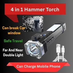 lane of rogue 4 in 1 Hammer Torch Torch + Glass Breaker + Seat Belt Cutter + Safety Tool Torch image 2