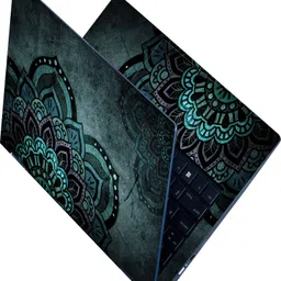 Anweshas Full Body Laptop Skin Sticker - Greenish Mandla Art Self Adhesive Vinyl Laptop Decal 15.6-picture-21