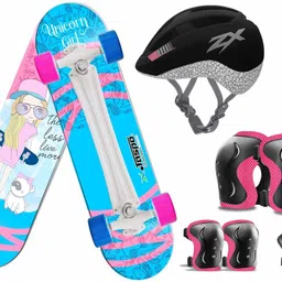 jaspo Unicorn Girl Pro Fiber Skateboard Combo (26.5 X 6.5) (for 7 Years and Above) Skating Kit image 1