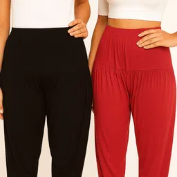 cozyplay Solid Viscose Women Harem Pants image 1