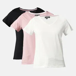 Roadster Women Pack Of 3 V-Neck T-shirts-image-28