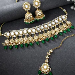 Peora Gold-Plated Kundan-Studded Jewellery Set-picture-26