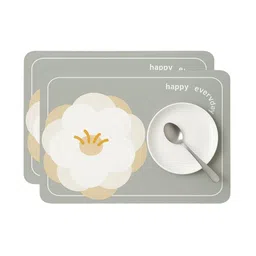 YELONA 2Pcs White & Grey Patterned Waterproof Heat-Resistant Anti-Slip Table Placemats-picture-26