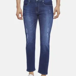 People By Pantaloons Dark Blue Skinny Fit Distressed Jeans-picture-23