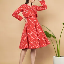 KALINI Women Polka Dot Print Fit & Flare Midi Dress-picture-26