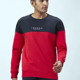 Byford by Pantaloons Red & Navy Regular Fit Colour Block Sweatshirt-picture-18