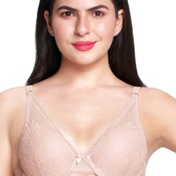 Amante Baby Pink Lace Pattern Full Coverage Bra-picture-38