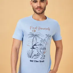 Urban Ranger by Pantaloons Sky Blue Cotton Slim Fit Printed T-Shirt-picture-26