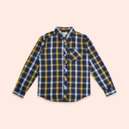 Pantaloons Junior Navy & Yellow Cotton Chequered Full Sleeves Shirt-picture-15