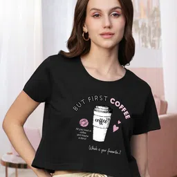 PRONK Women Graphic Printed Round Neck Cotton Boxy T-shirt-image-44