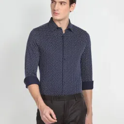 Arrow Blue Slim Fit Printed Shirt-image-6