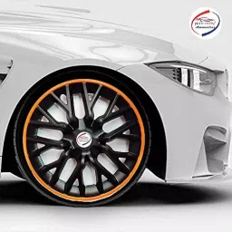 Auto Pearl gBO33 R14 35.56 cm (14 Inch) Press Type Wheel Hubcap with Retention Ring Glossy GTR Black Orange Wheel Cover for MAHINDRA Logan (Set of 4) image 5
