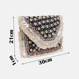 FABBHUE Embroidered Jute Foldover Clutch image 2