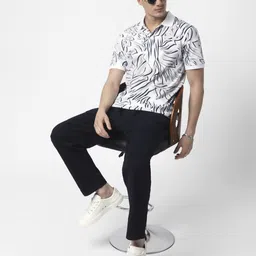 R&B Abstract Printed Polo Collar Short Sleeves Regular Fit Cotton Casual T-Shirt image 5