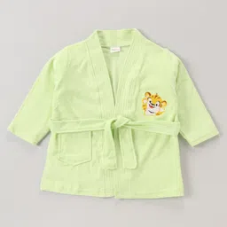 Babyhug Terry Knit Full Sleeves Hooded Bath Robe - Green-picture-25