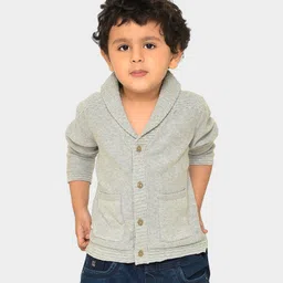Mi Arcus 100% Cotton Full Sleeves Solid Winter Wear Cardigan - Grey-picture-10