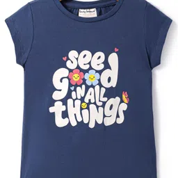 Lazy Bones Sinker Knit Half Sleeves Collar T-Shirt with Sea Life & Text Print - Teal Blue-picture-14