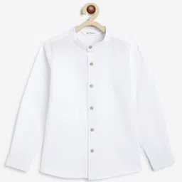 Campana 100% Cotton Full Sleeves Solid Shirt - White-image-91