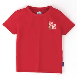 Nautinati Cotton Knit Half Sleeves Bear Printed Tee - Red-picture-16