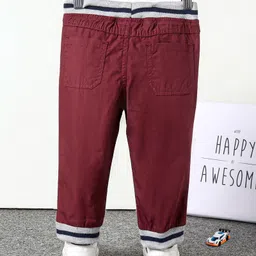 Babyhug Full Length Trousers Solid Print - Maroon image 2