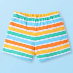 Babyhug 100% Cotton Knit Trunks With Stripes & Dino Print Pack of 3 - White & Yellow image 3