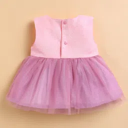 Wonderchild Sleeveless Floral Applique Textured Flared Dress - Peach image 3