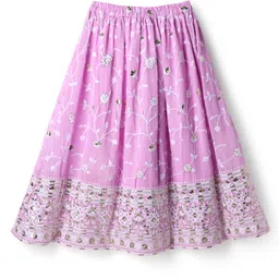 Babyhug Woven Sleeveless Choli with Lehenga and Dupatta Set With Floral Embroidery - Lavender image 5