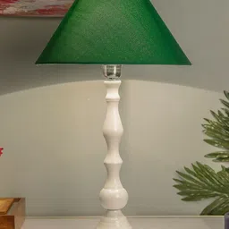 Homesake White & Green Solid Teardrop Aluminium Handcrafted Table Lamp with Shade-picture-34