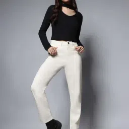 High Star White Regular Fit High Rise Jeans image 4