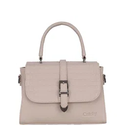 CATCHY Women Textured Structured Buckle Detail Satchel Bag-picture-28