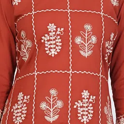 MF Hayat Ethnic Motifs Embroidered Thread Work Pure Cotton Kurta With Patiala & Dupatta image 3