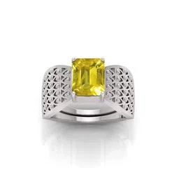 RRVGEM 11.25 Ratti Silver Yellow Sapphire Adjustable Finger Ring-picture-34
