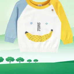 MINIKLUB Kids White & Blue Printed Full Sleeves Sweater-image-24