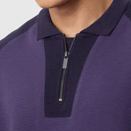 The Souled Store Men Colourblocked Polo Collar Oversized T-shirt image 5