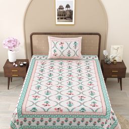 Myntra Elegant Homes White Floral Printed Cotton 210TC Single Bedsheet Set 1.5 M X 2.28 M-picture-31
