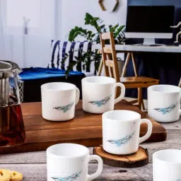 Cello White Opalware Printed Coffee Mug - Set of 6-picture-25