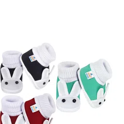 NESKA MODA 0 To 6 Month Newborn Baby Boy & Girl Set of 3 Pair Soft Cotton Rabbit Butterfly Booties image 4