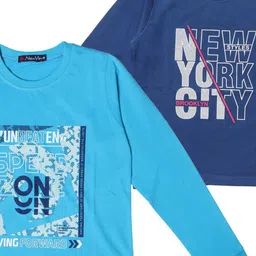 NeuVin Kids Pack Of 2 Typography Printed Round Neck T-shirts-picture-13