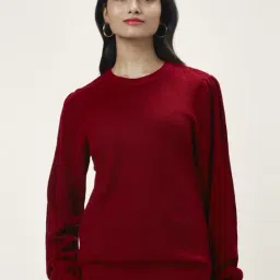 Honey by Pantaloons Maroon Self Pattern Sweater-picture-22