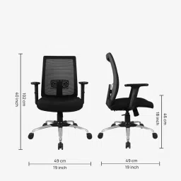 Vassio Breathable Mesh Black Black Revolving Chair For Office image 2