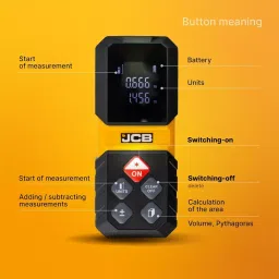 JCB Laser Distance Meter Plastic Included 2 × AAA Batteries Yellow ±3 mm Accuracy, JCB-LDM-30 image 4