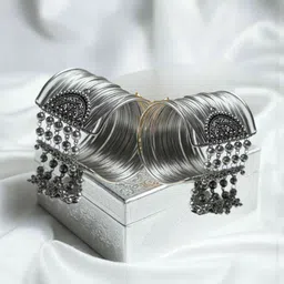 DressBerry Set Of 2 Gold-Plated Ghungroo Beaded Cuff Bracelets-image-59