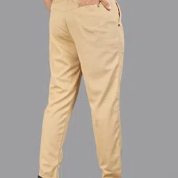 ISUEL FAB Men Gold Lycra Mid-Rise Original Formal Trousers image 4