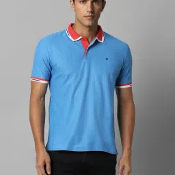 Louis Philippe Sport Blue Cotton Regular Fit Self Pattern Polo T-Shirt-image-19