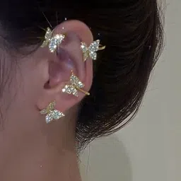 Vembley Gold-Plated Alloy Cubic Zirconia Ear Cuff image 5