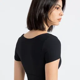 JC Collection Chocker Neck Fitted Crop Top image 4