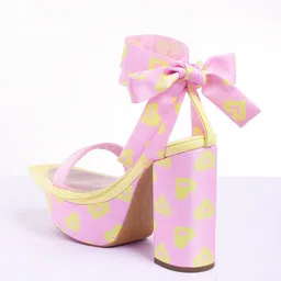 Papa Don't Preach Striped PU Stiletto Sandals with Bows image 2